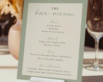 Bar Menu Template, Editable Wedding Drink Sign, Customizable Cocktail Menu, Printable Event Decor, Wedding Reception Signage, Templett, WD01