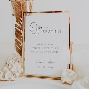Minimal Open Seating chart printable wedding template, DIY Wedding Signs, Sit anywhere sign, Modern Wedding Sign Open Seating, MIN01