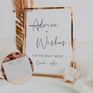 Printable Advice & Wishes Sign and Card Template, Minimal Advice for newly weds cards, Modern wedding sign, Bride and Groom advice, MIN01
