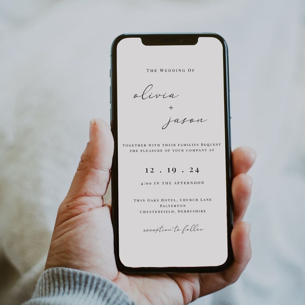 Electronic Wedding Invitation template, Digital Wedding Evite, Wedding Evite Digital Text Message, Modern and minimalist, Online Invitations