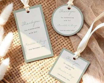 Wedding Favor Tag Template, Wedding Thank You Tags, Editable and Printable Wedding Favor Tag, Minimal Wedding Decor, Templett, WD01