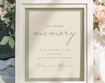In Loving Memory Sign Template, Customizable Memorial Table Sign, Digital Download for Weddings and Events, Templett, WD01