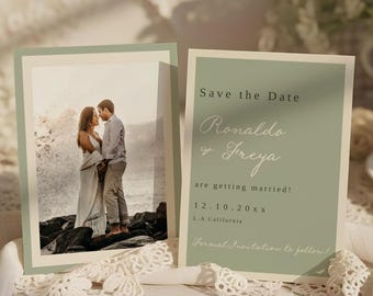 Minimalist Save The Date Template, Editable Wedding Announcement, Printable Save the Date, Modern Save the Date, Templett, WD01