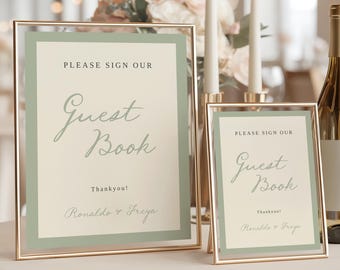 Sign Our Guestbook Template, Editable Wedding Guest Book Sign, Printable Modern Decor, Templett, WD01