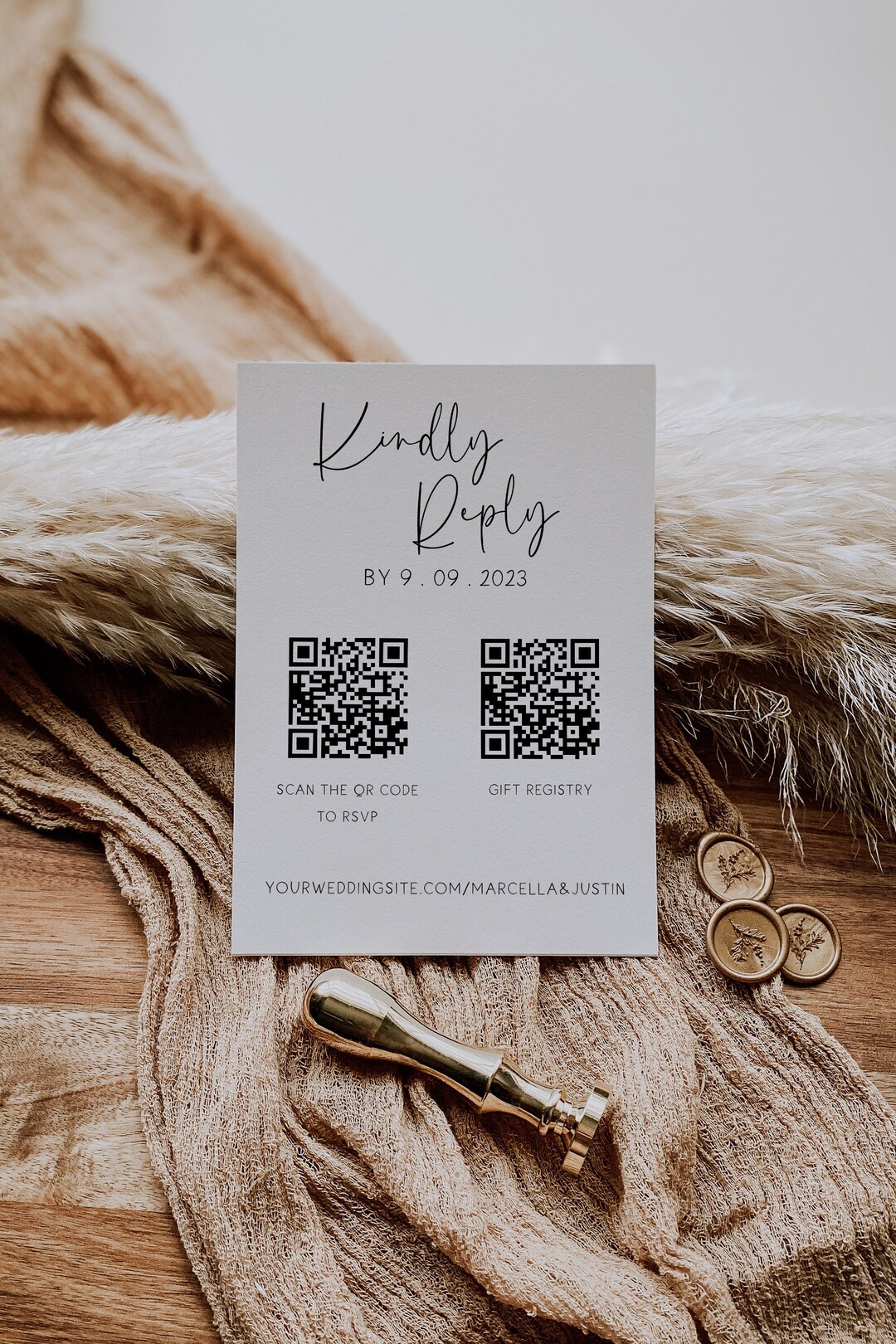 Qr Code For Rsvp Minimalist Qr Code RSVP With Gift Registry Template, Wedding Rsvp Card ...