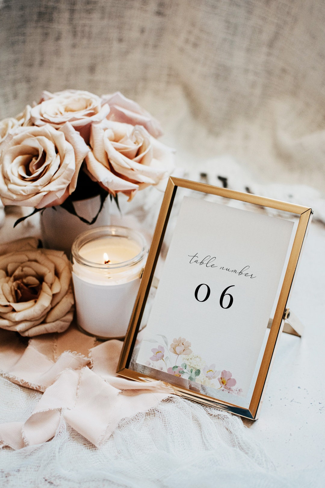 Editable Floral Minimalist Wedding Table Template, DIY Botanical Table
