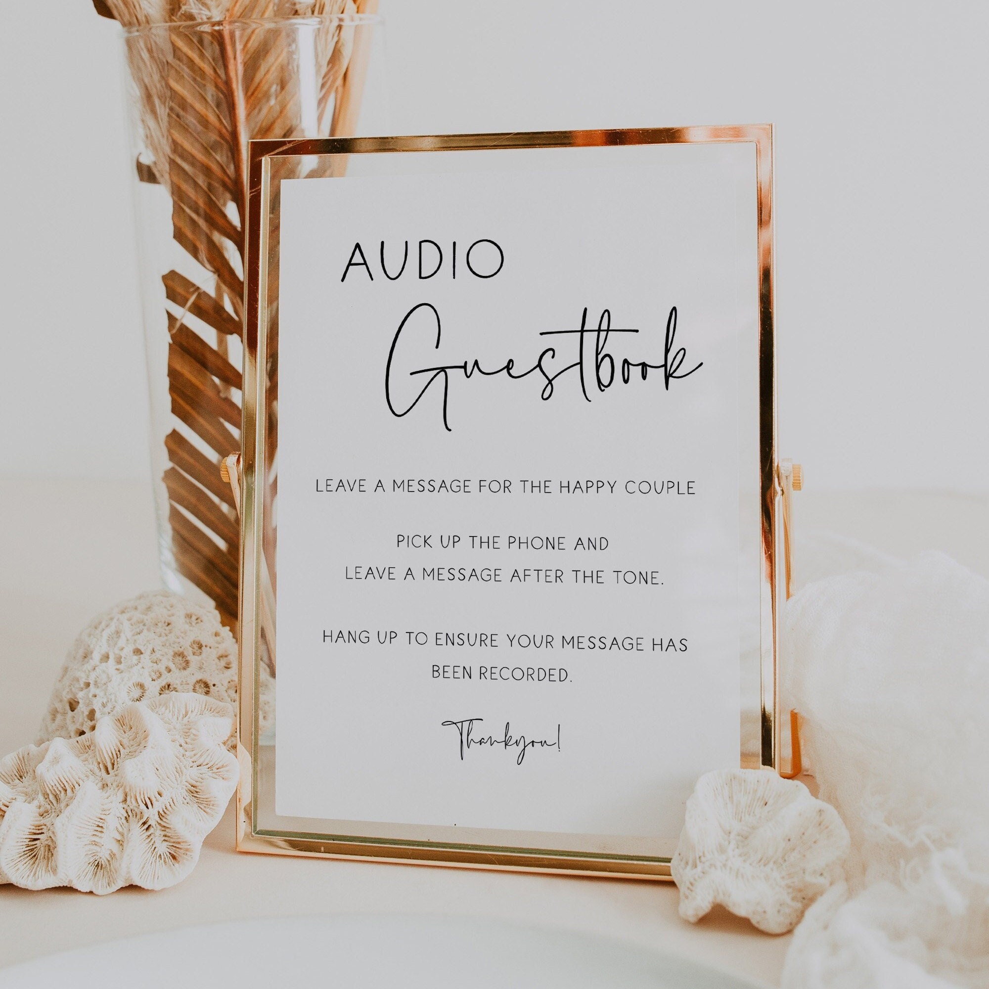 Printable Audio Guestbook Sign, Editable Modern Minimalist Wedding Sign ...