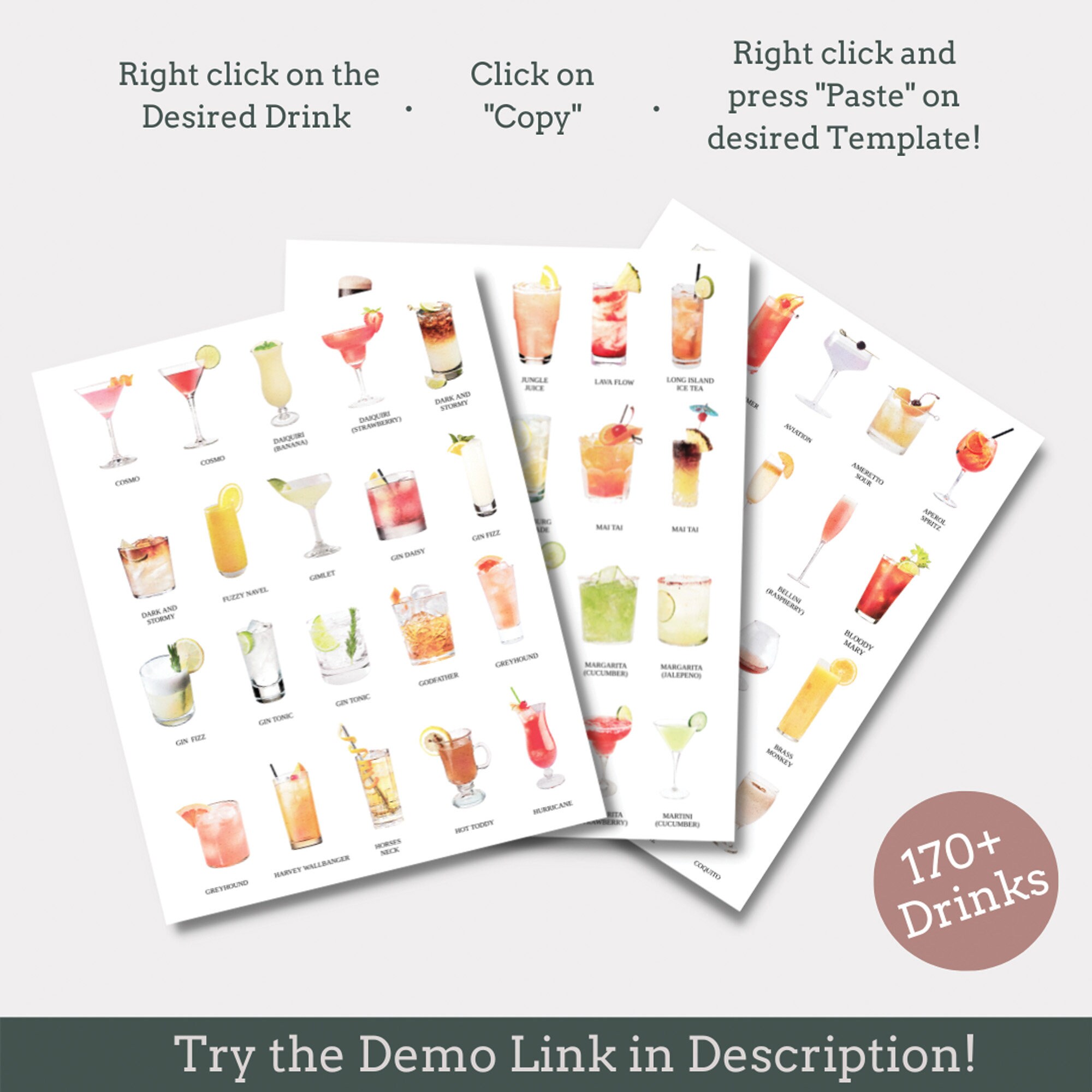 Minimal Printable Signature Drinks Sign Template DIY Cocktail - Etsy