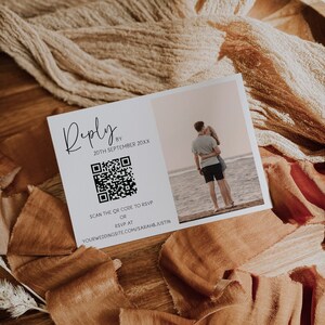 Printable Rsvp with Qr code and Photo, Rsvp with Qr Code,  Rsvp with Photo, Minimalist Qr Code Rsvp, Wedding RSVP, MIN01