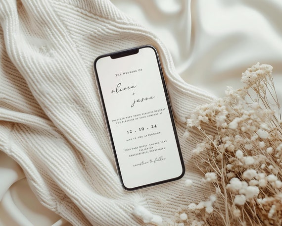Electronic Wedding Invitation, Editable Template, Digital Wedding Invite, Mobile Invitation, Modern Online Invitation, Phone Evite, Templett