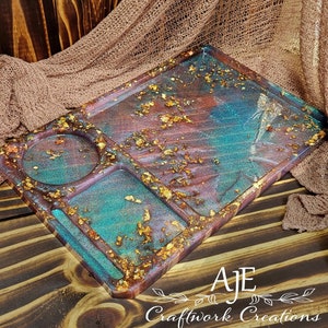 Custom Holographic Rolling Trays, Large Resin Smoke Tray, Pot leaf Chameleon Tray, Stoner Girl Gift, Rolling Tray, One-of-a-kind, 11.4"x7.5"