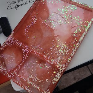 Holographic Glitter Resin Rolling Tray, Large Smoke Tray, Pot leaf Marbling Tray, Stoner Girl Gifts, Rolling Tray, One-of-a-kind, 11.4"x7.5"