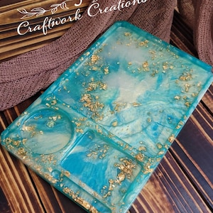 Blue/White & Gold Rolling Tray, Large Smoke Tray, Pot leaf Marbling Tray, Stoner Girl Gifts, Rolling Tray, One-of-a-kind, 11.4"x7.5"