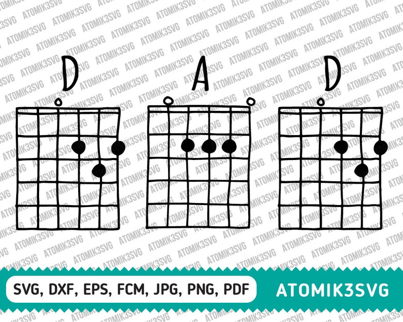 Dad Guitar Chords SVG dxf eps fcm jpg png pdf Cutting Files | Etsy