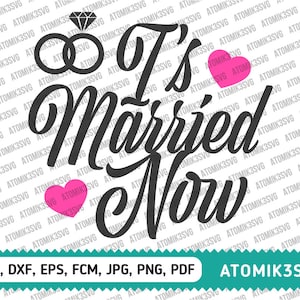 I's Married Now SVG dxf eps fcm jpg png pdf Schneidedateien für Cricut Silhouette Scan N Cut Farbe lila Afroamerikaner Hochzeit Hochzeit