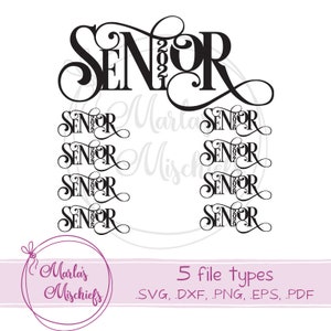 Pièce unique pour l'obtention du diplôme senior 2024 - 9 designs SVG et DXF pour Cricuts et Silhouettes