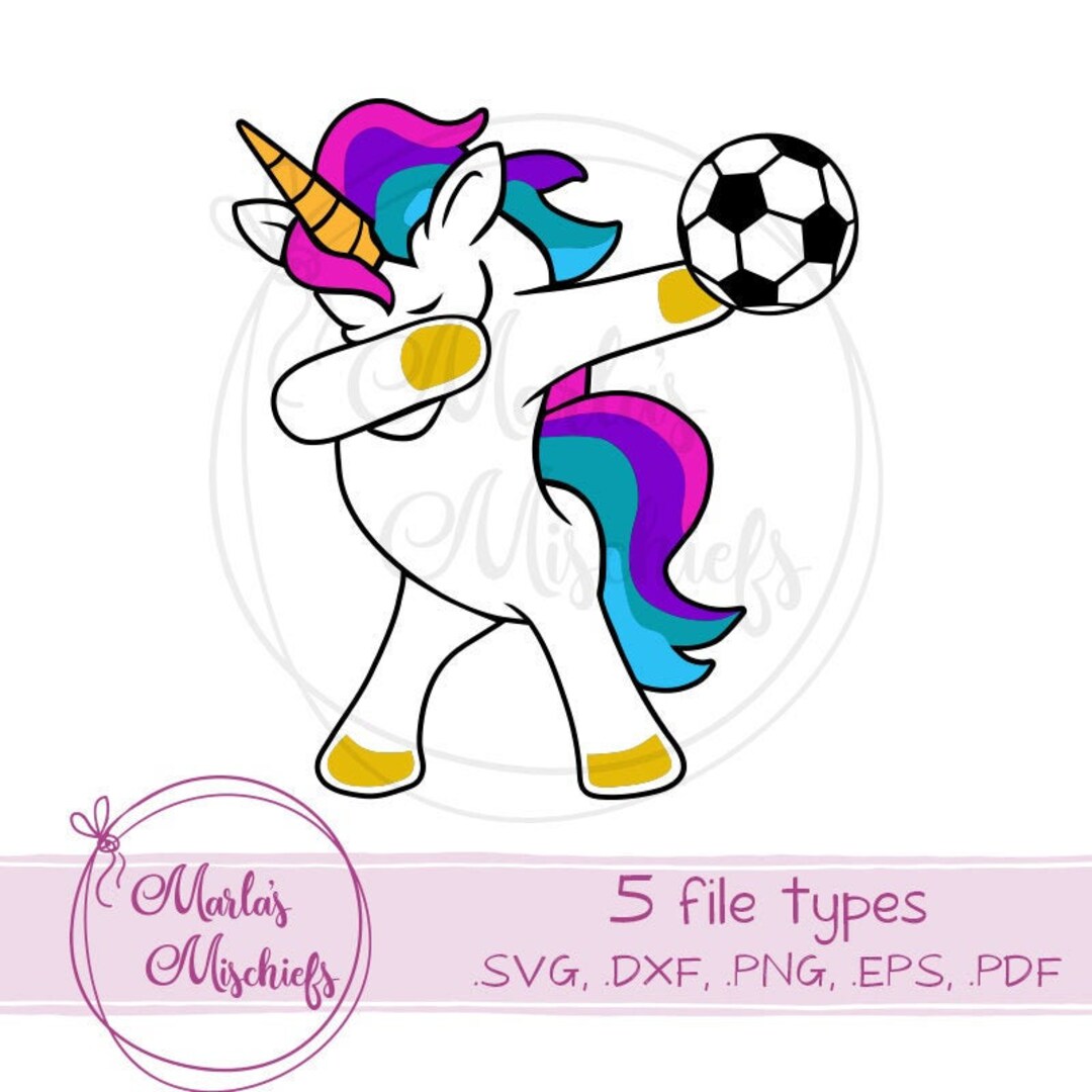 Dabbing Unicorn With Soccer Ball SVG and DXF Design for Etsy Australia