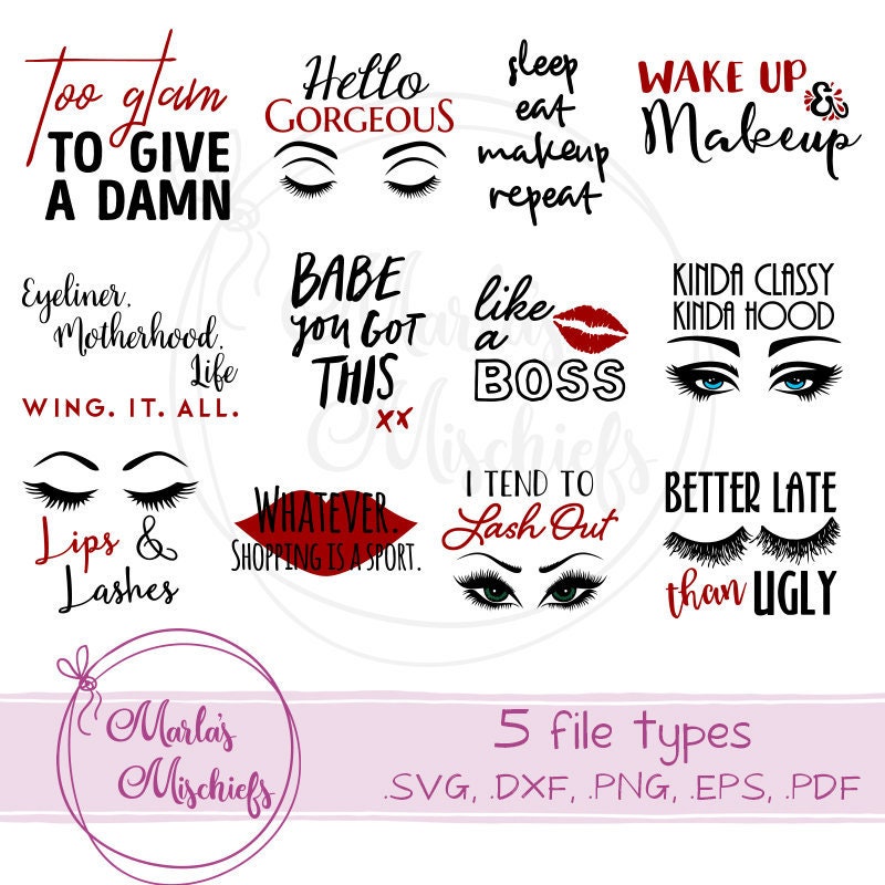 Download Makeup Set Of 12 Designs Svg And Dxf Design For Cricuts And Etsy