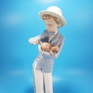 Nao By Lladro Daisa 1980 Rare, Made in Spain, Boy and Puppy Dog Figurine Gloss