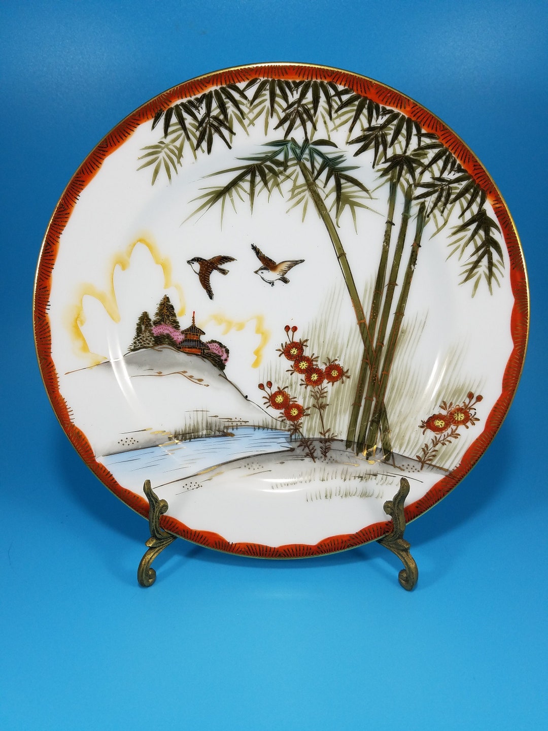 Vintage Kutani Hand Painted Craftsman China Porcelain Plate Made in