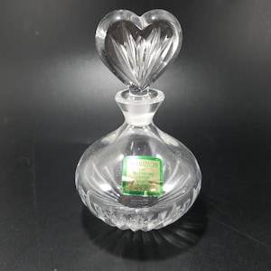 Marquis by Waterford Cut Crystal “Sweet Memories” Perfume Bottle w/Heart Stopper