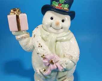 Lenox Bone China 7 "Urlaub Mr. Schneemann Figur mit vorhanden Einzelverkauf Exklusives Rosa Geschenk