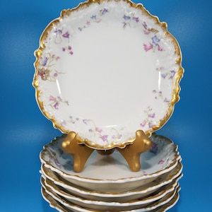 Set of 6 Antique Plates Coiffe Et Cie Limoges France Bawo & Dotter Elite Works