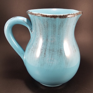 Jarra de terracota esmaltada turquesa de 6,5&quot; de De Silva Studio Art Pottery, hecha en Italia
