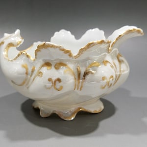 Antique M.Z. Austria Moritz Zdekauer Open Sugar Bowl White and Gold