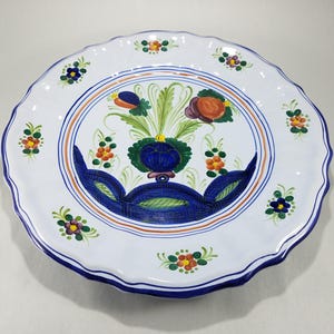 Plato colgante de pared vintage de cerámica Deruta, Italia, Garofano Floral, 9 3/4"
