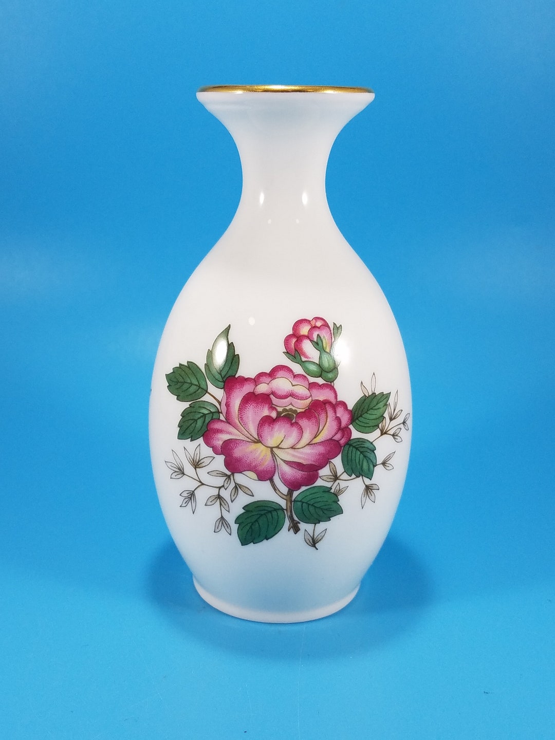 Vintage Wedgwood England Bone China Charnwood Floral 4 Bud Vase With