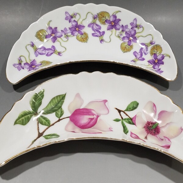 Plat De Service Vintage Mitterteich Bavière – Motif Fleurs Bleues Et Jaunes, Céramique 18cm