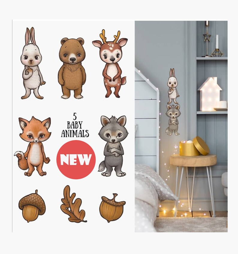 Woodland Wall Decal Watercolor Woodland Animals Removable Etsy