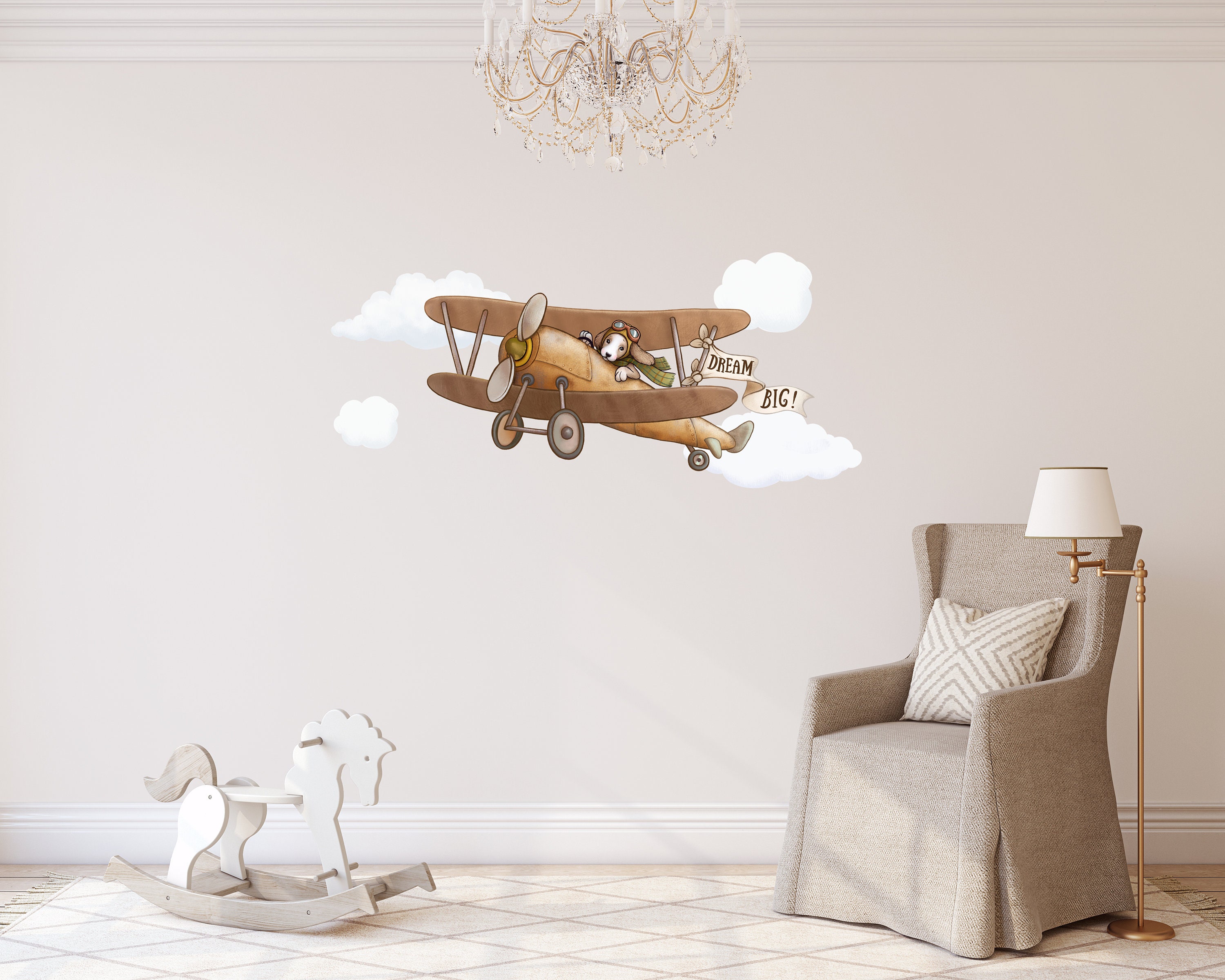 Little Pilot on Airplane Wall Decal Vintage Airplane Decor Etsy