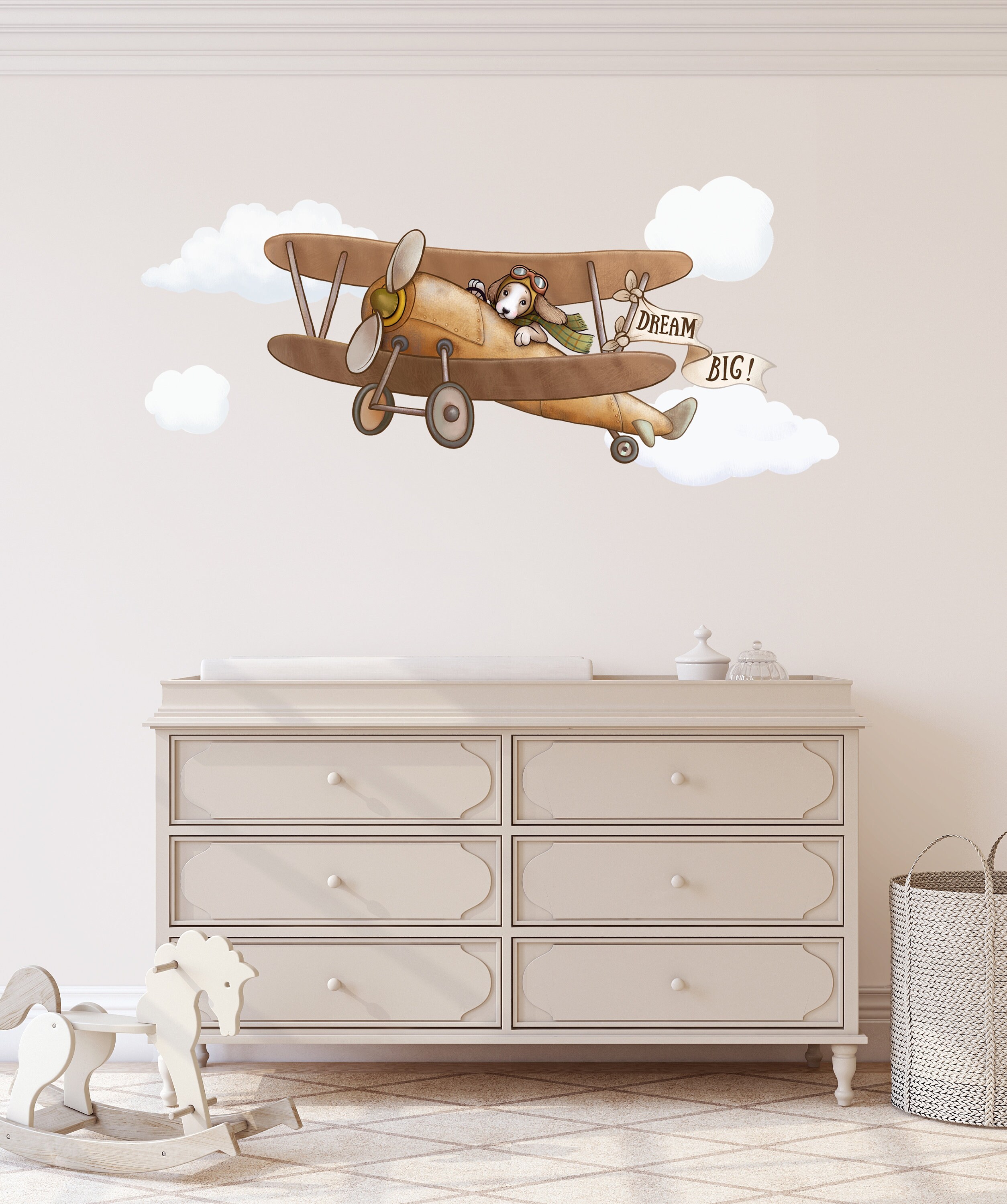 Little Pilot on Airplane Wall Decal Vintage Airplane Decor Etsy