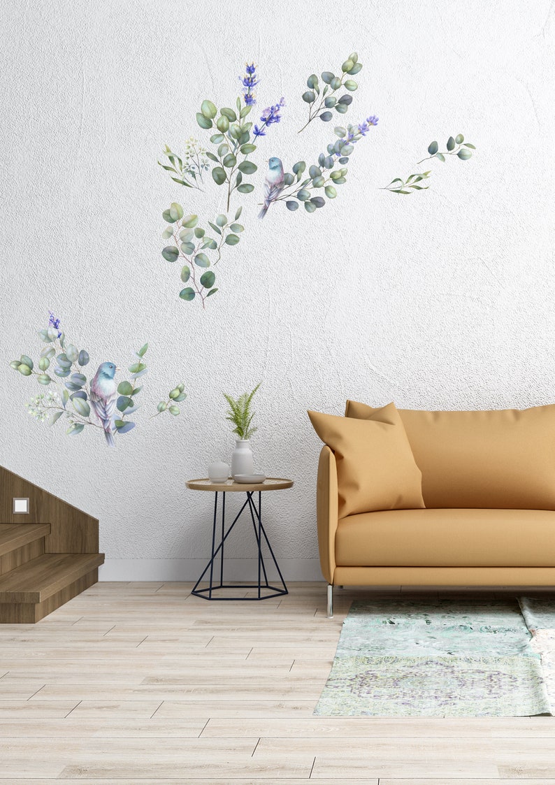 Eucalyptus Leaves Wall Decal Removable Botanical Wallpaper Etsy