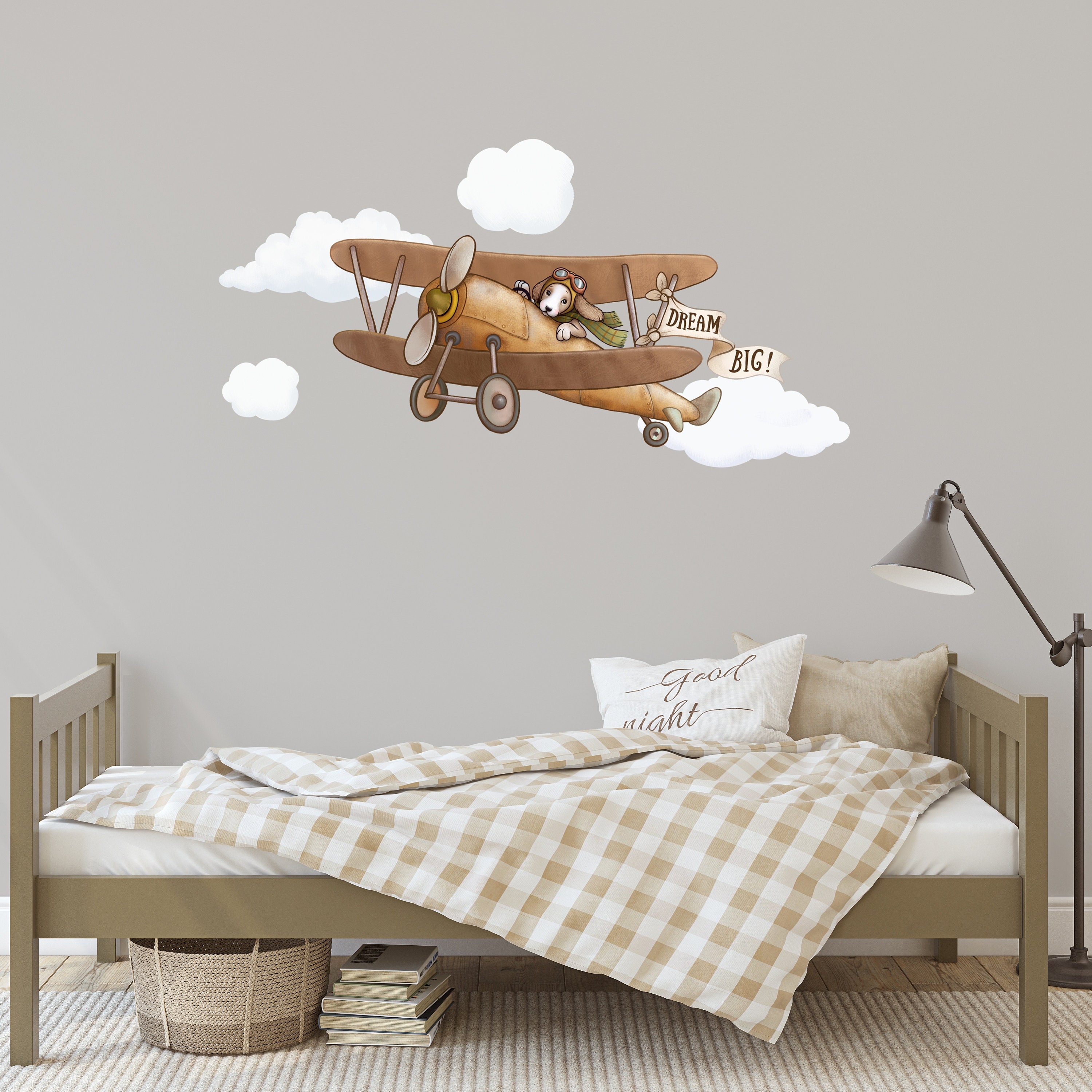 Little Pilot on Airplane Wall Decal Vintage Airplane Decor Etsy