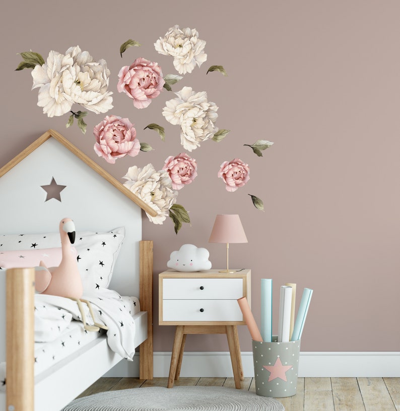 Peony Wall Sticker Baby Girl Wall Decal by Little1Story Etsy