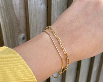 22k Gold Paperclip Chain Bracelet / Gold-Filled Link Chain Bracelet / Paperclip Bracelet / Classy Bracelet / 18k Gold / 24k Gold