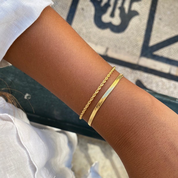 22k Gold-Filled Herringbone Bracelet / Snake Chain Bracelet / Gold Bracelet / Minimalist Bracelet / Gold Jewellery / 24k Gold / 18k Gold