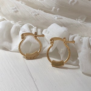 Tiny 18k Gold-Filled Hoops / Hypoallergenic Earrings / 18k Gold Hoops / Minimalist Earrings / Latch Back Closure / Minimalist earrings