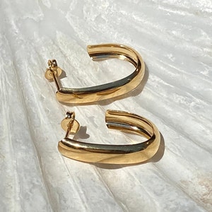 18k Gold-Filled Long Hoops / Hypoallergenic Earrings / Classy Earrings / Minimalist Hoops / Gold Hoops / 18k Gold Earrings