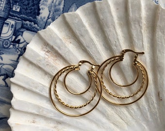 18k Gold-Filled Hoop / Hypoallergenic Earrings / Multi Hoops / Modern Hoops / Gold Hoops / 18k Gold Earrings