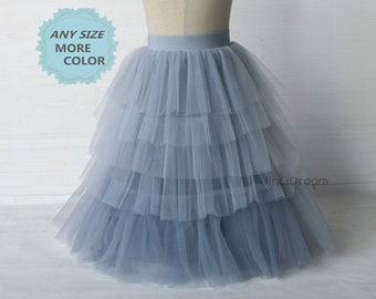 Tiered tulle skirt,mixture 5 layer color cake wedding skirt,  party tulle skirt,  birthday gift