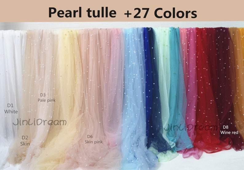 Many color pearl tulle fabric ,Tulle fabric ,soft tulle wedding tulle image 1