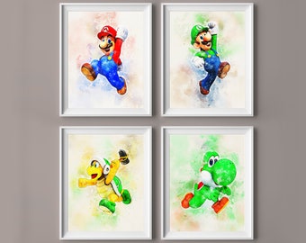2 Pairs Super Mario Bros inspired Yoshi /& Koopa Trooper Character Dangle Hook Earrings With Gift Box