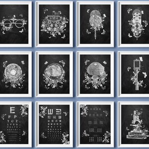 12 Optiker Geschenk Optometrie Kunst Augenheilkunde Kunst Kreidetafel Kunst Medizinische Kunst Augenoptik Krankenhaus Dekor Augenärztin Büro Kunst Wissenschaftskunstwerk