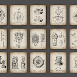 Vintage Clock Patent Art Prints: Cuckoo Clock & Watch Blueprint (Digital Download)