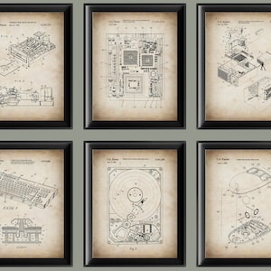 6 First Computer Patent Posters Vintage PC Blueprint Programmer Office Decor IT Technician Gift Motherboard Patent Keyboard Patent Art