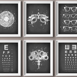 Set 6 Optometrie Poster Optiker Geschenk Augenheilkunde Kunstwerk Medizinische Wanddeko Augen Klinik Dekor Optometrist Büro Kunst Augenoptiker Geschenk